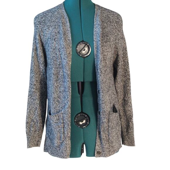 Madewell Button Front Cardigan Sweater Gray Marled Knit Pockets Women’s Size M - Picture 1 of 3